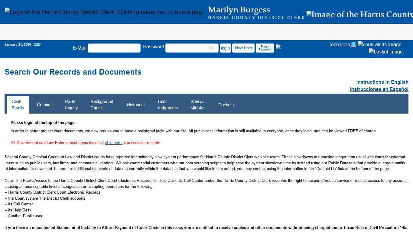 Office of Harris County District Clerk - Marilyn Burgess | Search Our Records